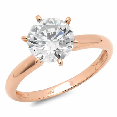 #ad 1.0 ct Round Cut Lab Created Diamond Stone 14K Rose Gold Solitaire Ring $2675.45