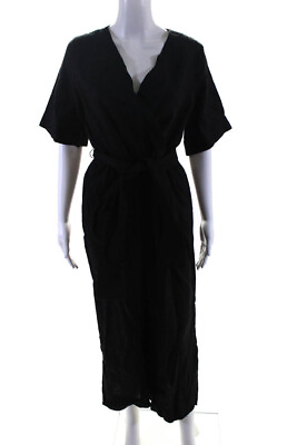 #ad Everlane Womens The Linen Cross Front Jumpsuit Black Size 0 $41.01