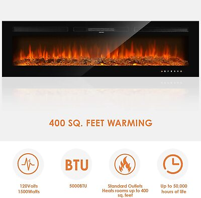 #ad #ad 60quot; Electric Fireplace 5000 BTU Recessed Wall Mounted Heater with Remote Control $202.99