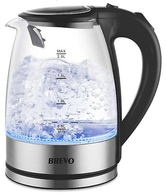 #ad 🆕 Brevo Electric Glass Kettle With Blue LED For Coffee Tea Cord Free $30.99