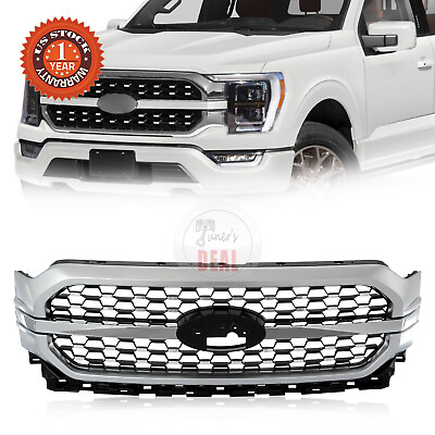 #ad For 2021 2022 2023 Ford F150 Upper Bumper Grill Grille Honeycomb W Silver Trim $299.49