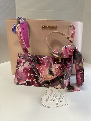 #ad Betsy Johnson Pink Tote Purse With Removable Pouch $60.00