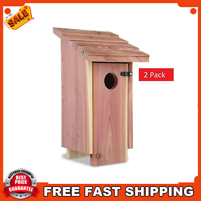 #ad 2 PACK Classic Natural Red Cedar Bluebird Wild Bird House Bird Safe House $22.97