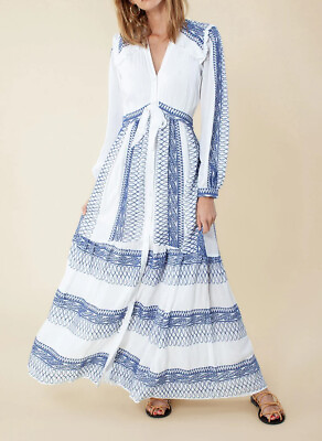 #ad Hale Bob NWT Womens Natasha Embroidered V Neck Long Sleeve Maxi Dress Medium $298.00