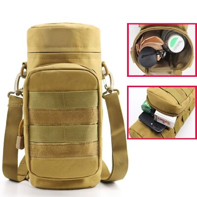 #ad Tactical MOLLE Water Bottle Holder Military Style Water Pouch Hiking Kettle Bag $12.49