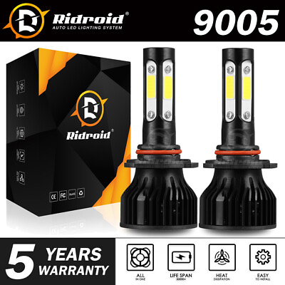 #ad Pair 4 sides LED Headlight Kit 9005 HB3 H10 9140 9145 2400W 6000K 360000LM Bulbs $15.98