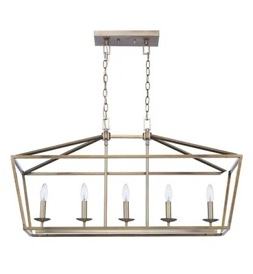 #ad Home Decorators Collection Weyburn 36 in. 5 Light Gold Farmhouse Linear $110.00