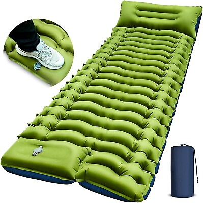 #ad Camping Sleeping Pad Ultralight Camping Mat with Pillow Built in Foot Pump $31.98