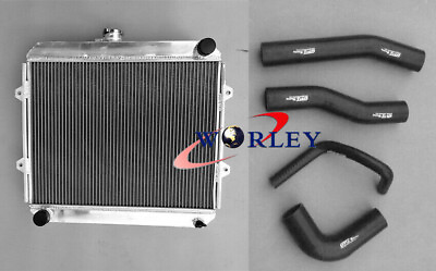 #ad 3 core aluminum radiator black hose for HILUX RN105 RN106 RN130 22R 2.4 petrol AU $230.00