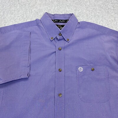 #ad Wrangler George Straight Shirt Adult Large Purple Short Sleeve Button Down Men#x27;s $15.43