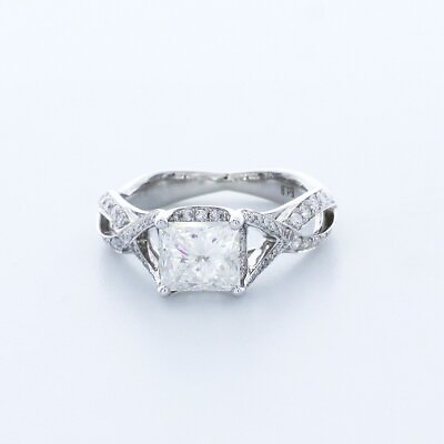 #ad 2.2 CTW Lab Created Diamond D VS1 Princess 18K White Gold Twist Band Accent Ring $2652.12