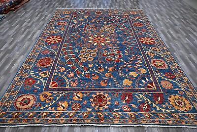 9x12 Dark Blue Suzani Afghan Hand Knotted Transitional Oriental Area Rug $2799.00