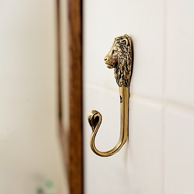 #ad Hook lioncoat hook lion head brass clothes hook Wall Bag Hook Bathroom Towel $38.00