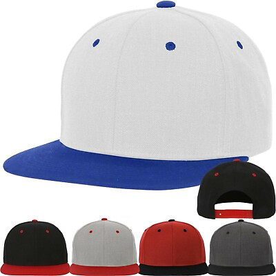 #ad Classic Snapback Baseball Cap Plain Blank Snap Back Hat Two Tone Adjustable $11.99