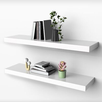#ad Floating Shelves for Wall Natural Wood Shelf 30 inch Long White Wooden Rus... $96.77