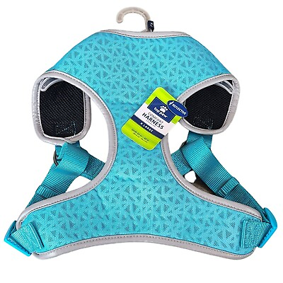 TOP PAW Reflective Gunmetal Laser Cut Comfort Dog Step In Harness Blue Sz XLG $19.60