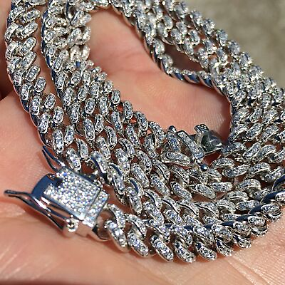 #ad Mens Real 925 Sterling Silver Iced Cuban Hip Hop Chain Bling Out CZ 6MM 16quot; 24quot; $233.10
