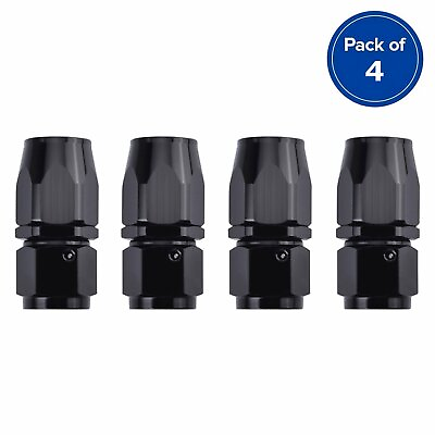 #ad 4PCs 6AN AN6 6AN BLACK STRAIGHT SWIVEL FUEL OIL HOSE END FITTINGS $10.55