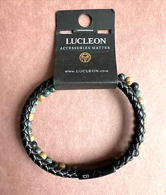 #ad Lucleon Accessories Matter Woven Leather And Wooden Beaded Bracelets NWT $32.00
