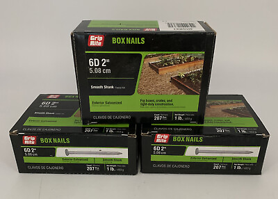 #ad NEW GRIP RITE FAS#x27;NERS 6HGBX1 EXTERIOR GALVANIZED 6D 2quot; LOT OF 3 1LB BOXES $27.99