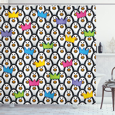 #ad Colorful Shower Curtain Penguin Ice Animals Print for Bathroom $41.99