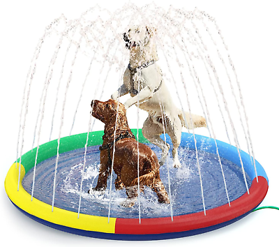#ad Splash Sprinkler Pad for Dogs 67quot; Thicken Dogs Pet Swimming Pool Bathtub 2024 $25.99