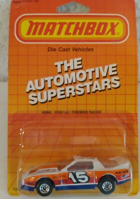 #ad Matchbox The Automotive Superstars MB60 White Pontiac Firebird Racer $9.99
