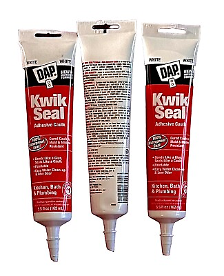 #ad 3 Pack Dap Kwik Seal Adhesive Caulk NEW 5.5 fl oz each White $12.50