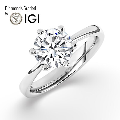 #ad Round Solitaire 18K White Gold Engagement Ring 1.50 ct Lab grown IGI Certified $1340.00