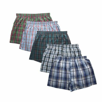 #ad 3 Pack Boxer Shorts Men Trunk Plaid Checker Trunk Shorts Underwear Lot Cotton $11.55
