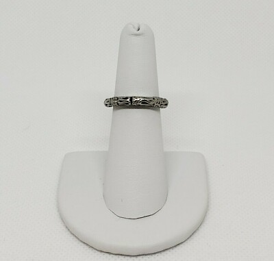 #ad Women#x27;s Fashion Ring Size 5.5 Textured Multi Pattern Silver Tone Unbranded $4.99