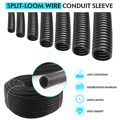 #ad Split Cable Sleeves Wire Loom Split Tubing Auto Wire Conduit Flexible Cover Lot $13.29