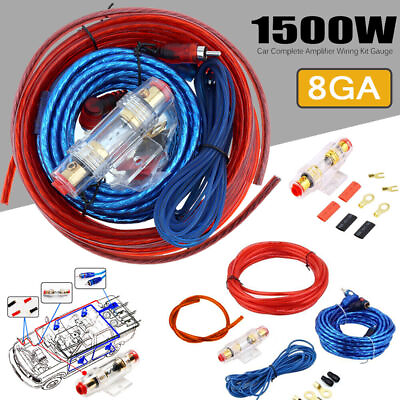 #ad Car Audio Cable Kit 1500W Amp Amplifier Install RCA Subwoofer Sub Wiring 8 Gauge $7.69