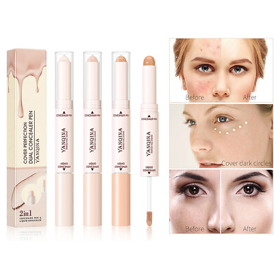 #ad US 2 in 1 Dual Head Stick Liquid Concealer Hydrating Contouring Full Matte Cover $6.79