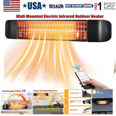 #ad Electric Infrared Heater 1500W Radiant Indoor Heater Wall Mounted Remote Control $84.79