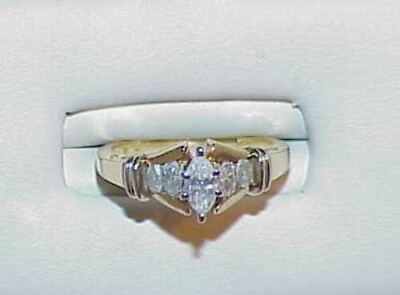 #ad 14K .50ct Diamond Marquise Solitaire Engagement Ring Size 5 Gorgeous $399.99