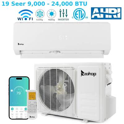 #ad ZOKOP 19 SEER 9000 24000 BTU Ductless Split Heating System Inverter Home Room $525.99