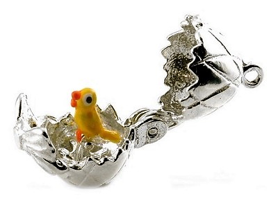 #ad STERLING SILVER OPENING EASTER CHICK CHARM  GBP 15.74