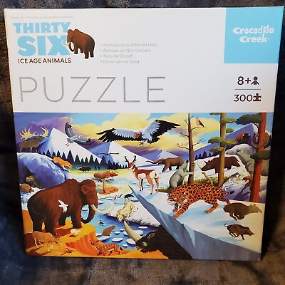 #ad Crocodile Creek Thirty Six Ice Age Animals Puzzle 300 Pc 20 x 27 Inch w Legend $17.00
