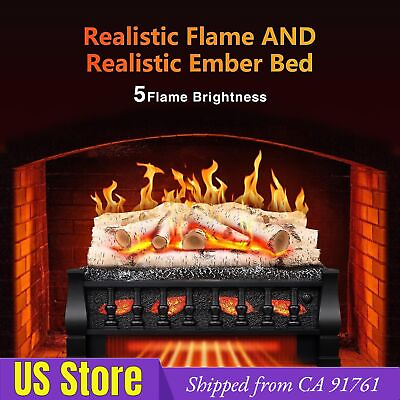 #ad Electric Fireplace Log Set Heater 21in1500WRemote ControlWhitish GrayCA $100.00