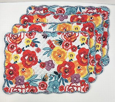 #ad The Pioneer Woman FLEA MARKET Floral Quilted Placemats Set of 4 NWOT B $29.92