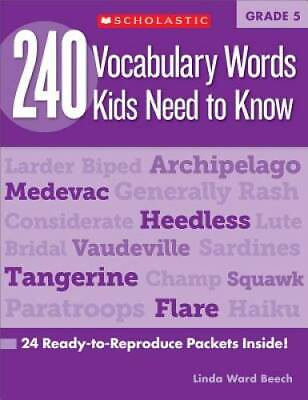 #ad 240 Vocabulary Words Kids Need to Know: Grade 5: 24 Ready to Reproduce Pa GOOD $5.46