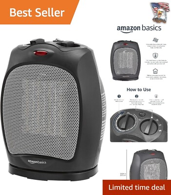 #ad Efficient Black Ceramic Heater with Oscillating Heat Dispersal TUV Certified $68.39
