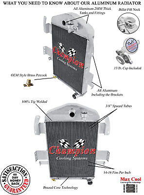 #ad Rel Champion 3 Row Radiator Chevy Configuration for 1934 Chevrolet Standard $246.95