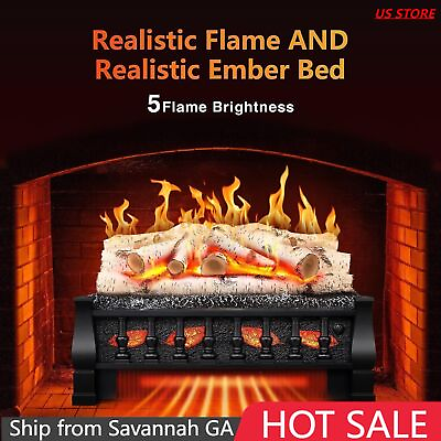 #ad Electric Fireplace Log Set Heater 21in1500WRemote ControlWhitish GrayGA $100.00