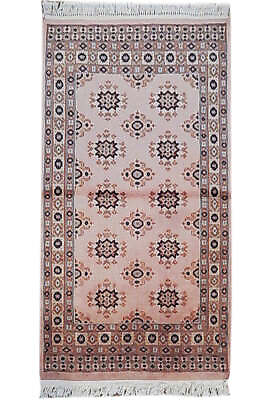 #ad 2#x27; x 4#x27; Ivory Jaldar Hand knotted Bokhara Pattern Rug 78015 $144.00