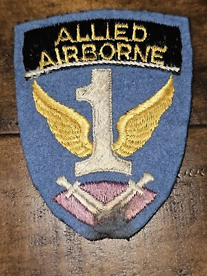 #ad WWII US Army BRITISH MADE 1st Allied Airborne Blue Gray Wool Patch L@@K $34.97