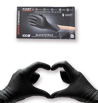 #ad First Glove 3 mil Black Nitrile Gloves Powder amp; Latex Free Exam Grade Gloves $68.85