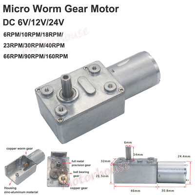 #ad DC 6V 12V 24V Mini 370 Turbo Worm Gearbox Reduction Gear Motor High Large Torque $10.25