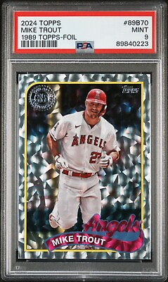#ad 2024 Topps #x27;89 Topps Foil #T89B70 Mike Trout PSA 9 MINT ANGELS POP 2 $49.99